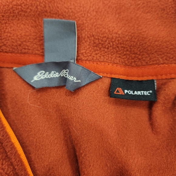 Eddie Bauer Fleece Mens TXL Polartec Red Orange 1/4 Zip Pullover Sweater Hiking - Picture 6 of 12